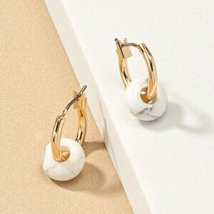 1 LEFT!! DELLA WHITE MARBLE EARRINGS